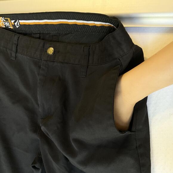 Volcom Men Pants 33 Black Chino Twill Frickin Slim Logo Button 32" Inseam - Picture 10 of 11